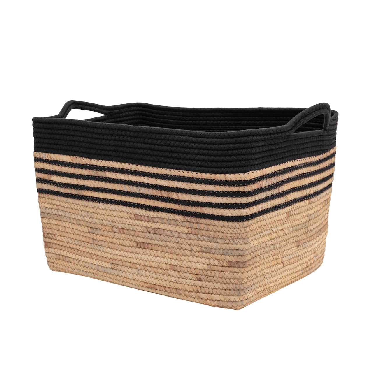 Seville Classics Large Rectangle Water Hyacinth & Rope Basket